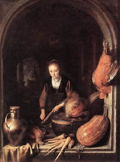 Gerard Dou Woman Peeling Carrot